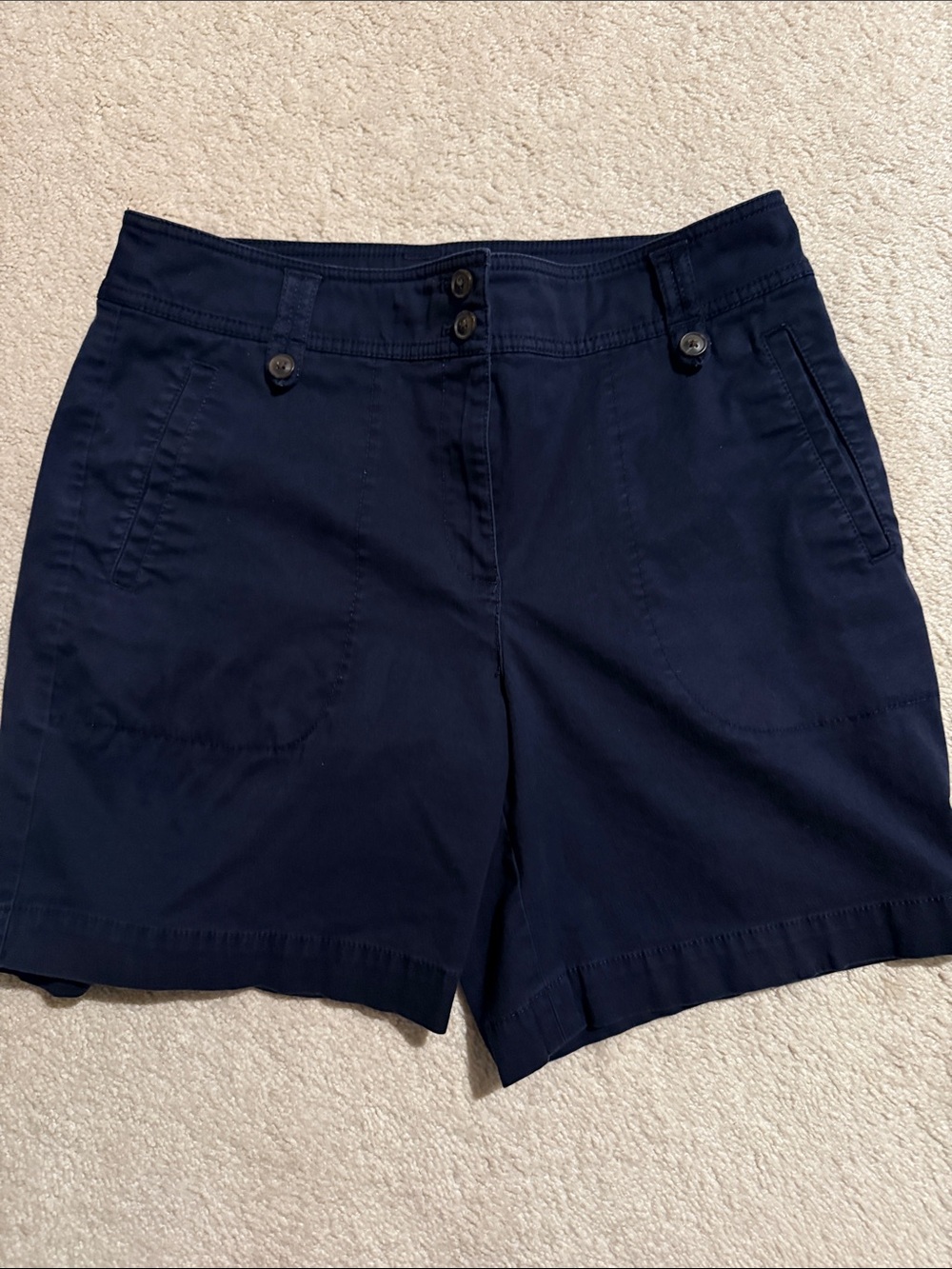 Talbots Navy Button-Front Bermuda Shorts